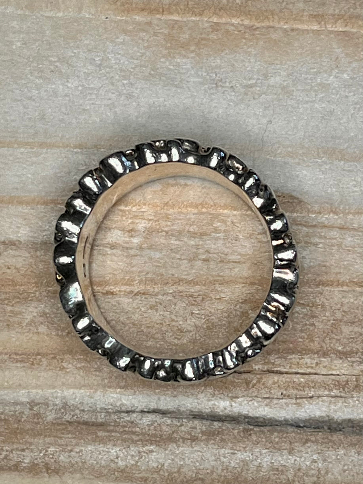 Chunky Heavy Pebble Band 925 Sterling Silver Size R Ring