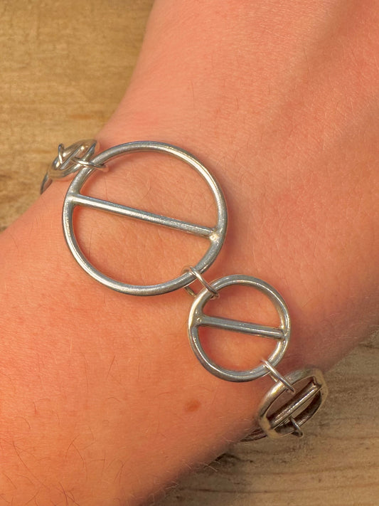 Abstract Hermes Style Chain 925 Silver 7 inch Bracelet