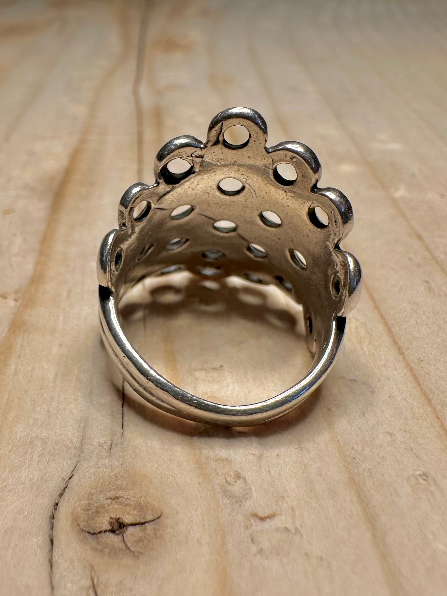 Abstract Modernist Circles 925 Sterling Silver Size J1/2 Ring