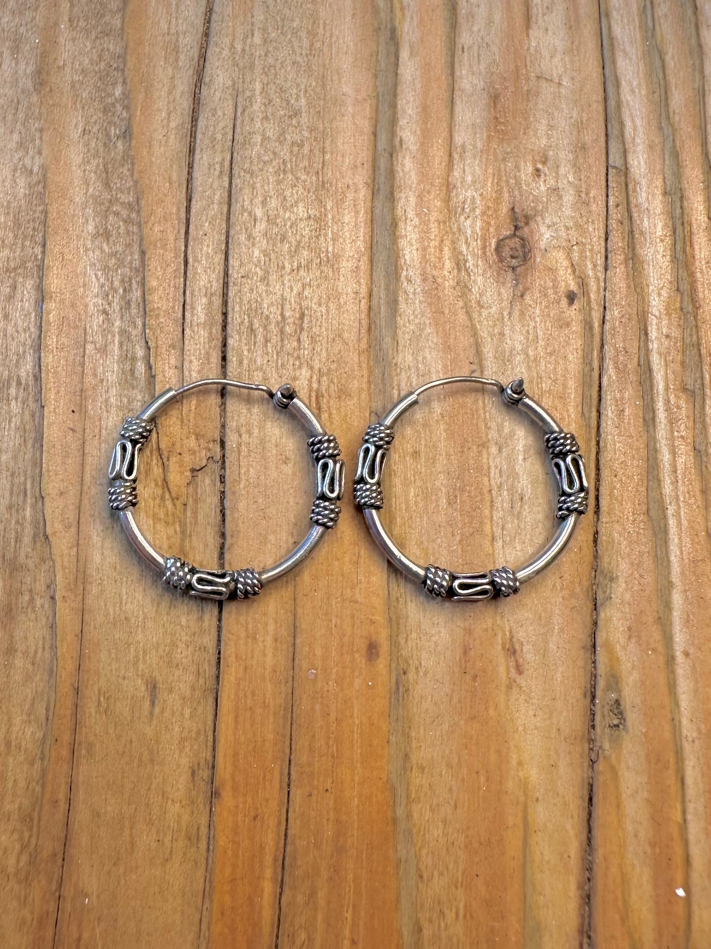Bali Style Hoops 925 Sterling Silver Earrings