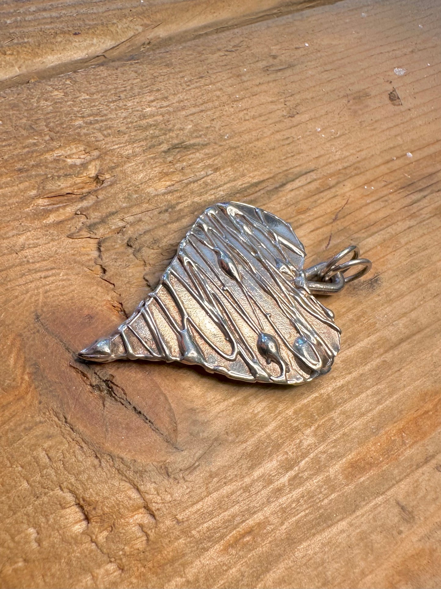 Abstract Heart Textured 925 Sterling Silver Pendant