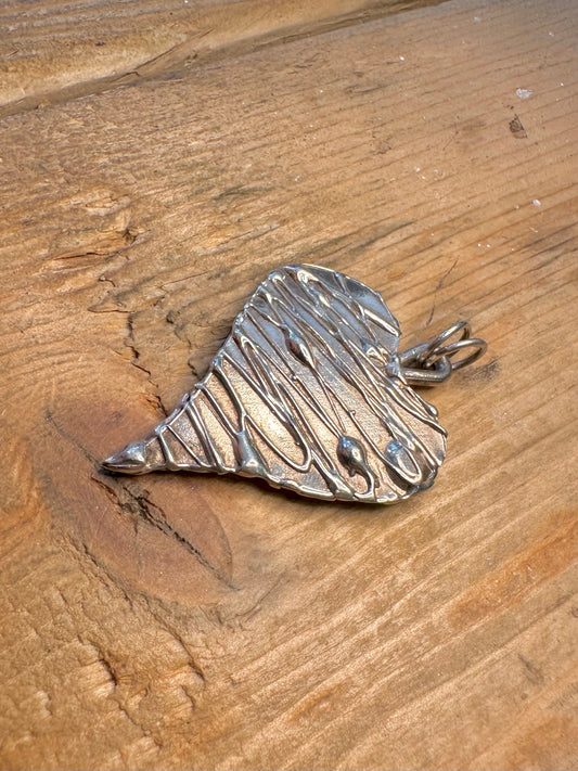 Abstract Heart Textured 925 Sterling Silver Pendant