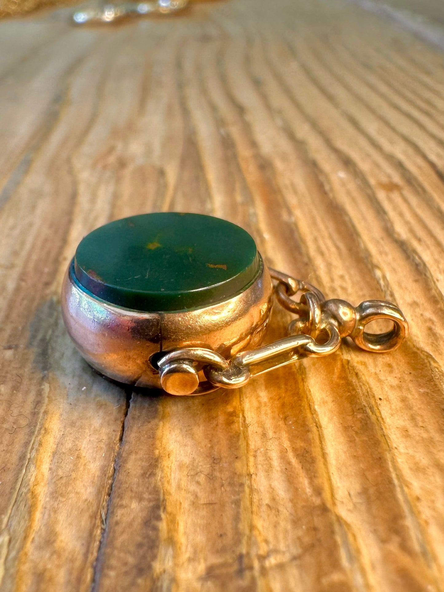 Antique 1912 9ct Gold Spinning Fob Carnelian and Bloodstone Pendant