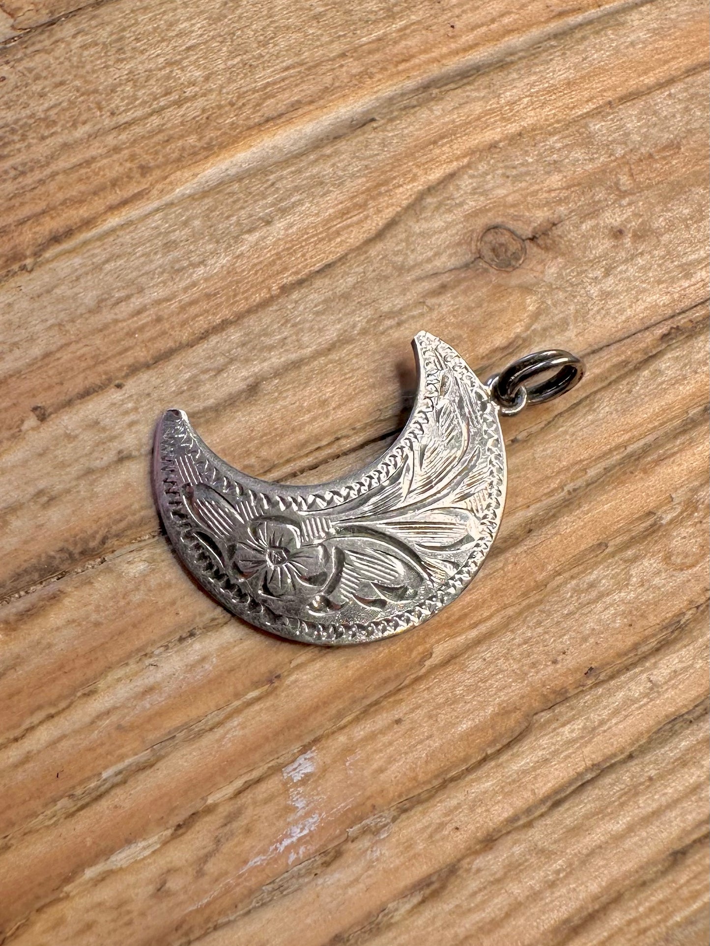 Vintage-Mondgravurform 925 Sterling Silber Anhänger