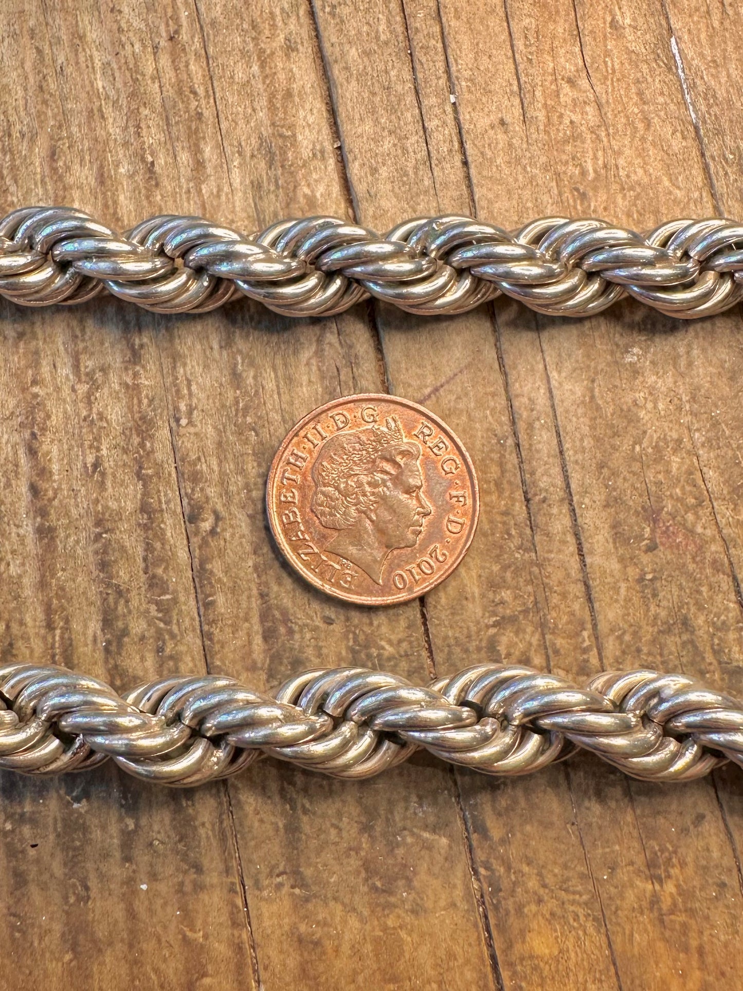 Chunky Rope Chain T Bar Clasp 925 Sterling Silver 18 inch Necklace