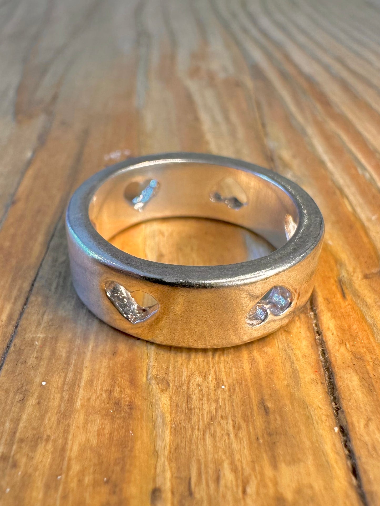 Heart Cut Out Band 925 Sterling Silver Size Q Ring