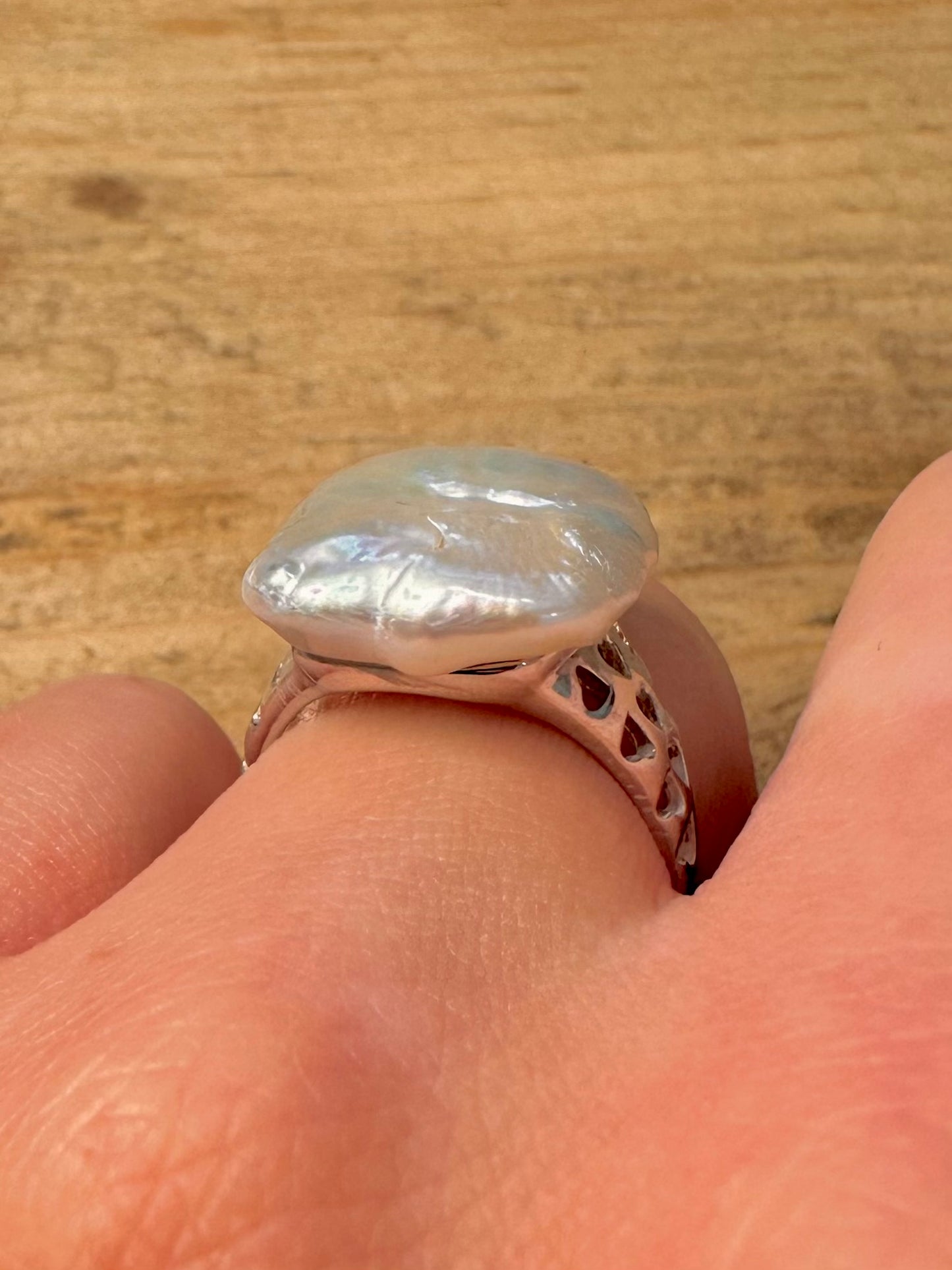 Modern Baroque Pearl 925 Silver Size O Ring