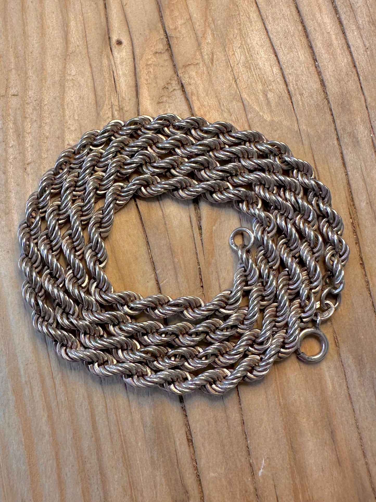 Vintage Rope Chain 925 Silver 26 inch Necklace