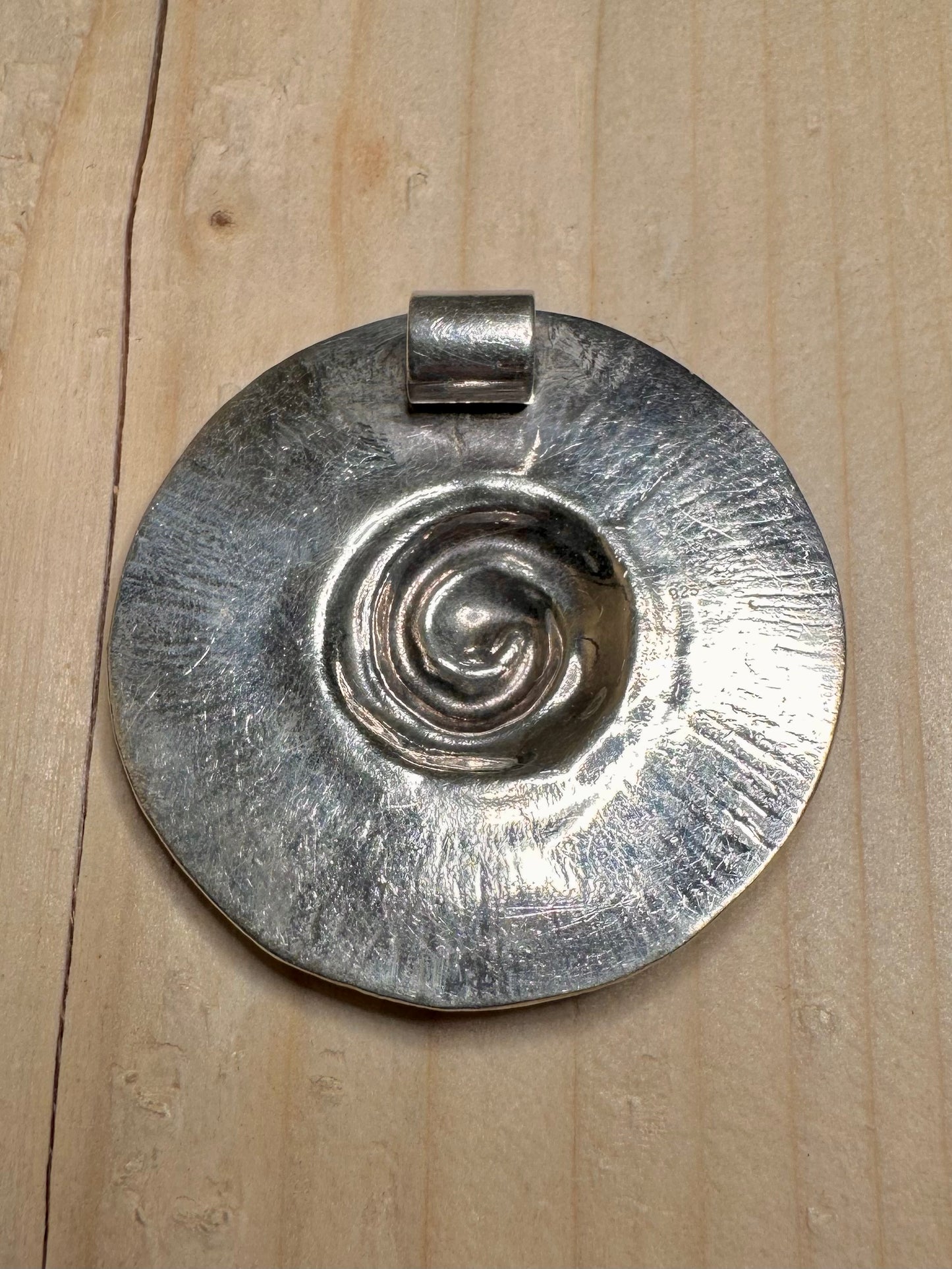 Large Ray Spiral Statement 925 Sterling Silver Pendant