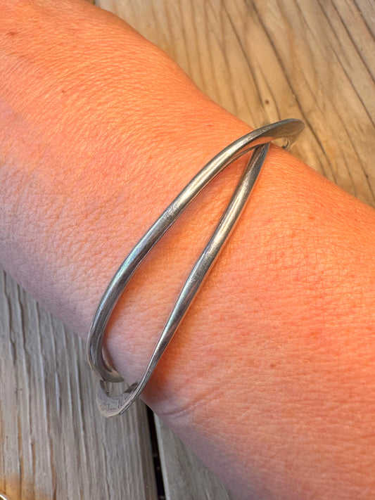 Modernist Overlapping 925 Sterling Silver Bangle