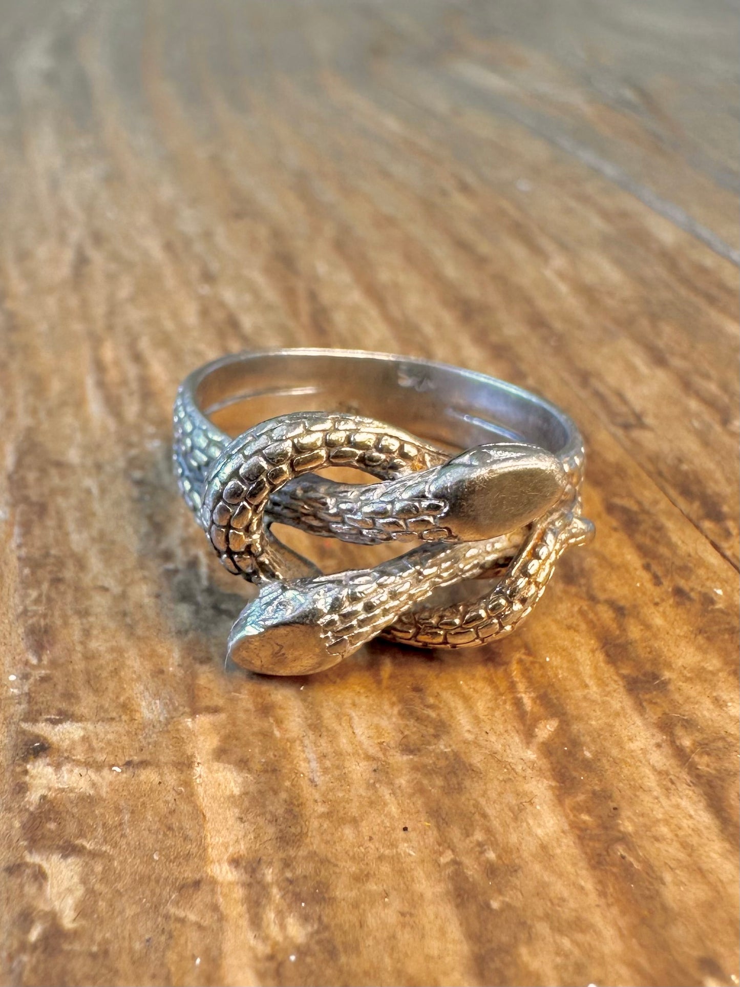 Coiled Snakes Textured 925 Sterling Silver Size N Ring