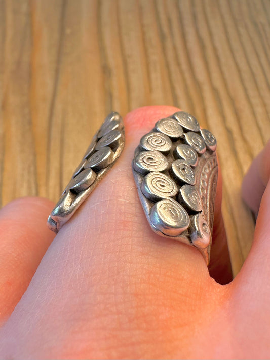 Bohemian Swirl Open Front 925 Sterling Silver Size P1/2 Ring