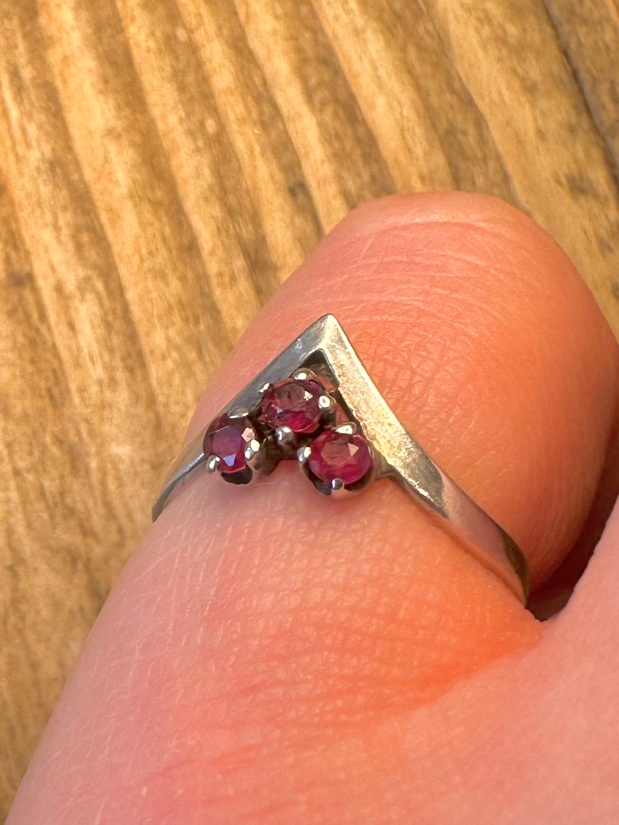 Garnet Wishbone 925 Sterling Silver Size L Ring
