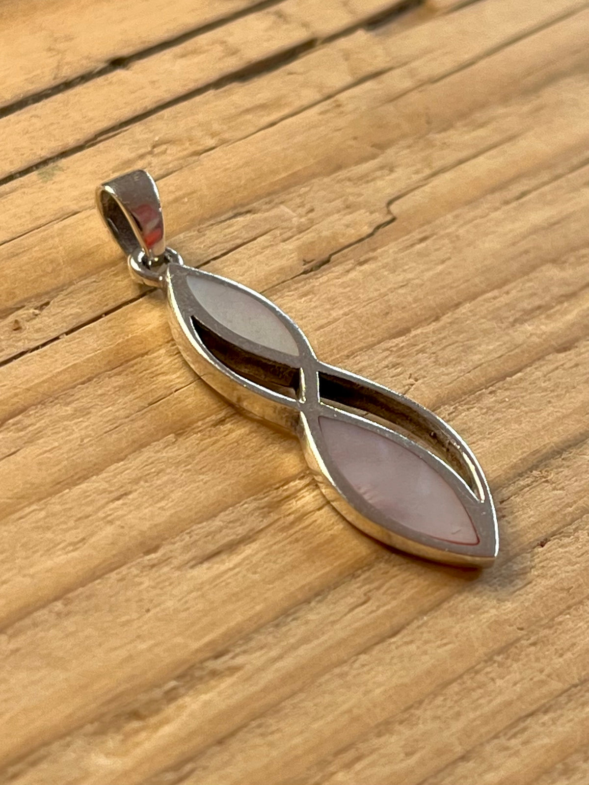 Mother of Pearl Pink and White 925 Sterling Silver Pendant