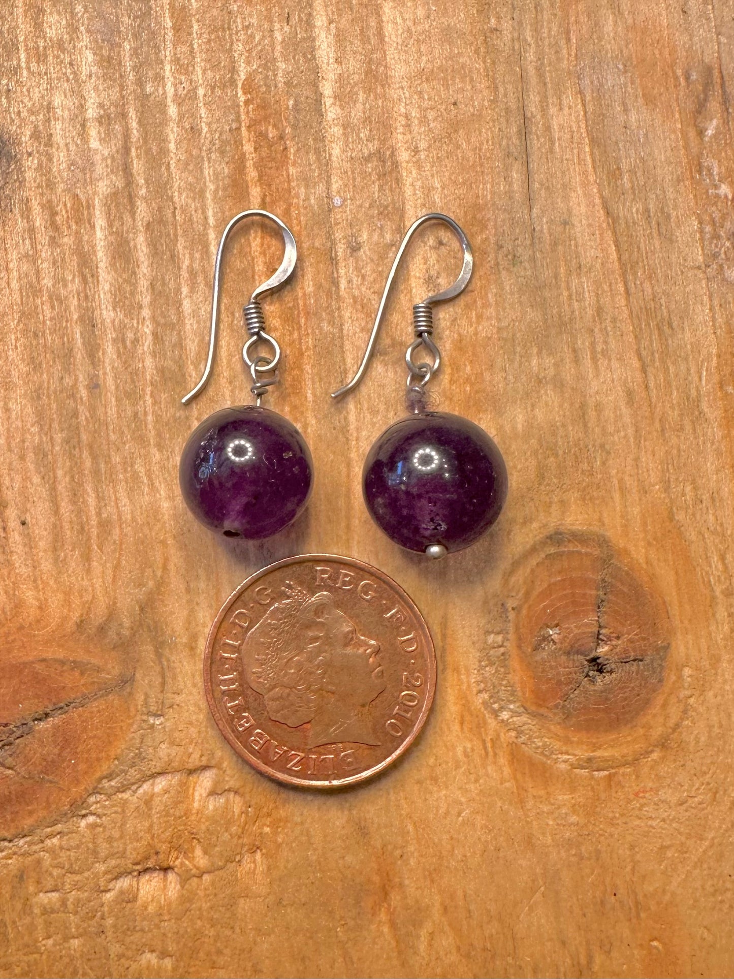 Amethyst Ball 925 Sterling Silver Earrings