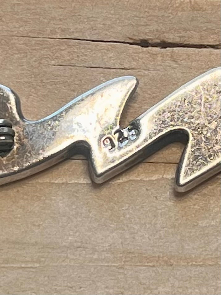 Abstract 1991 Zig Zag 925 Marked Aa Sterling Silver Brooch