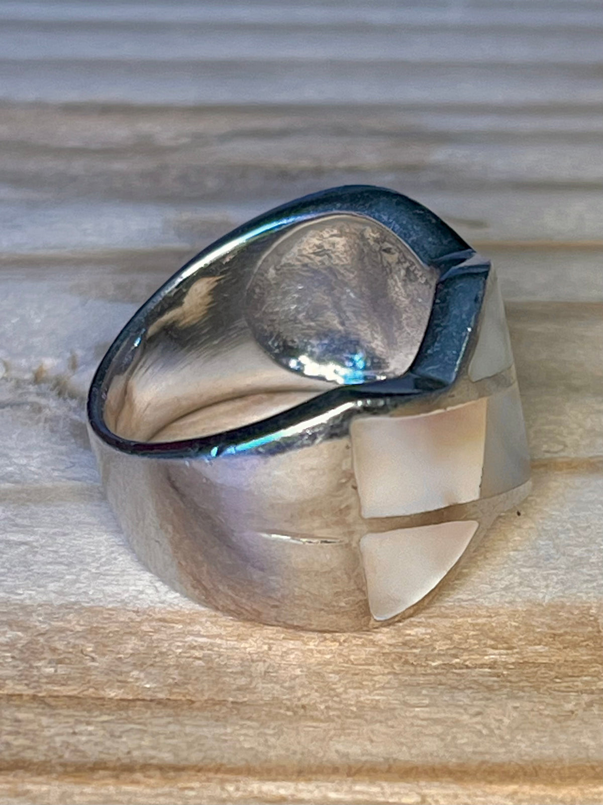 Mother Of Pearl 925 Sterling Silver Size N Ring