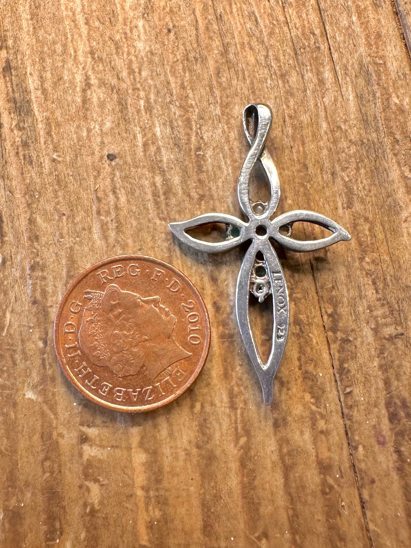 Multi Gemstone Cross Maker Lenox 925 Sterling Silver Pendant