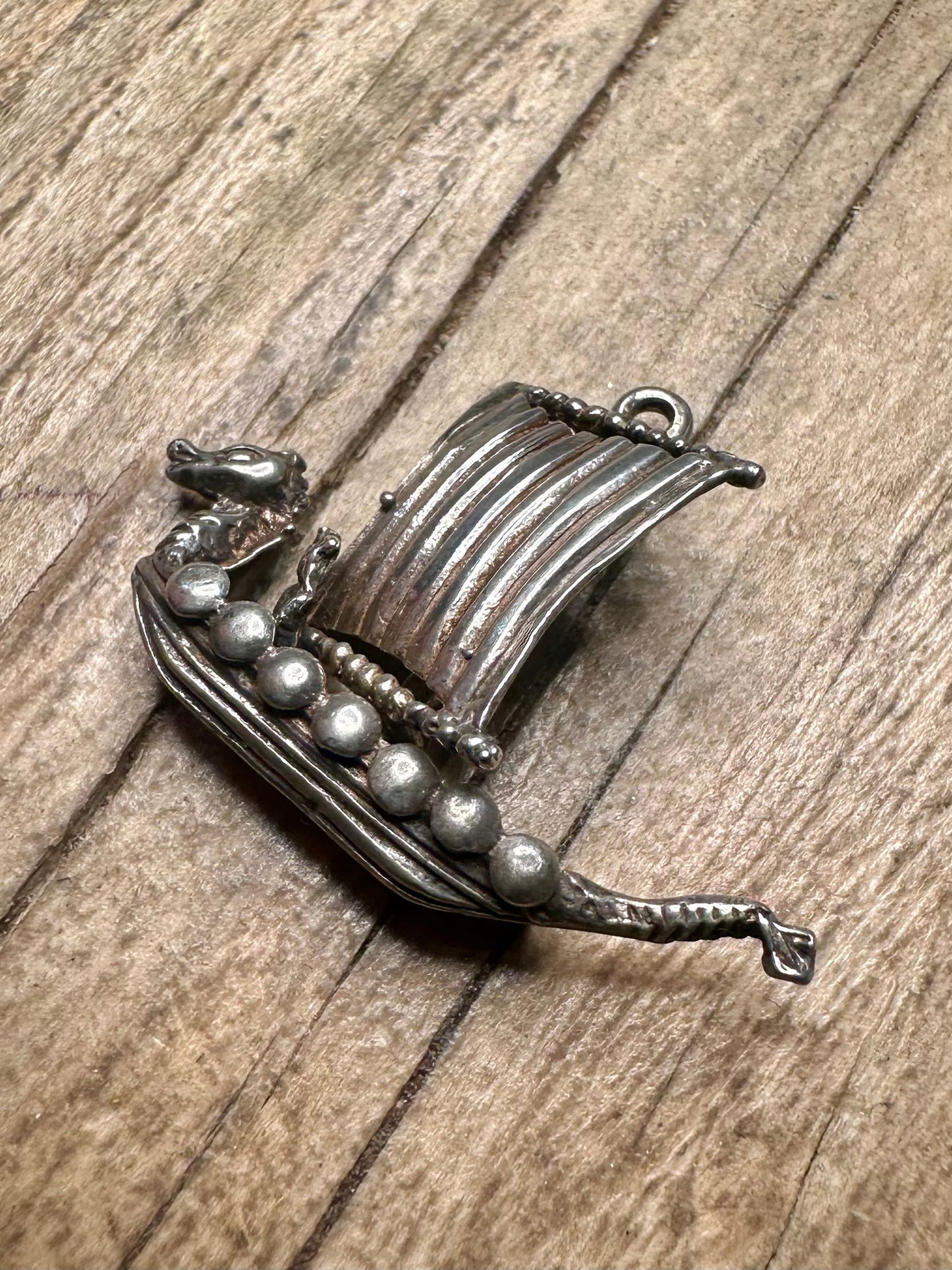 Vintage CHIM Viking Ship 925 Sterling Silver Charm Pendant