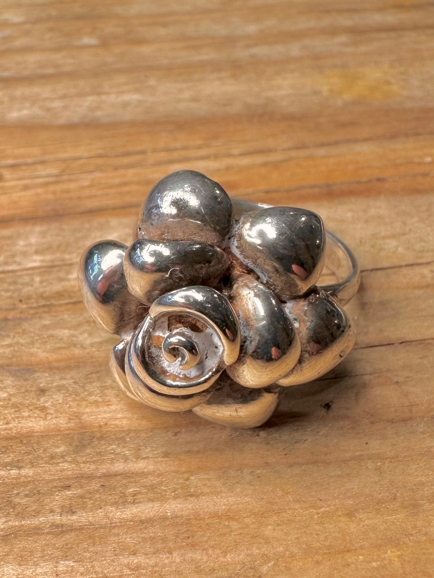 Vintage Rose Flower 925 Sterling Silver Size M1/2 Ring