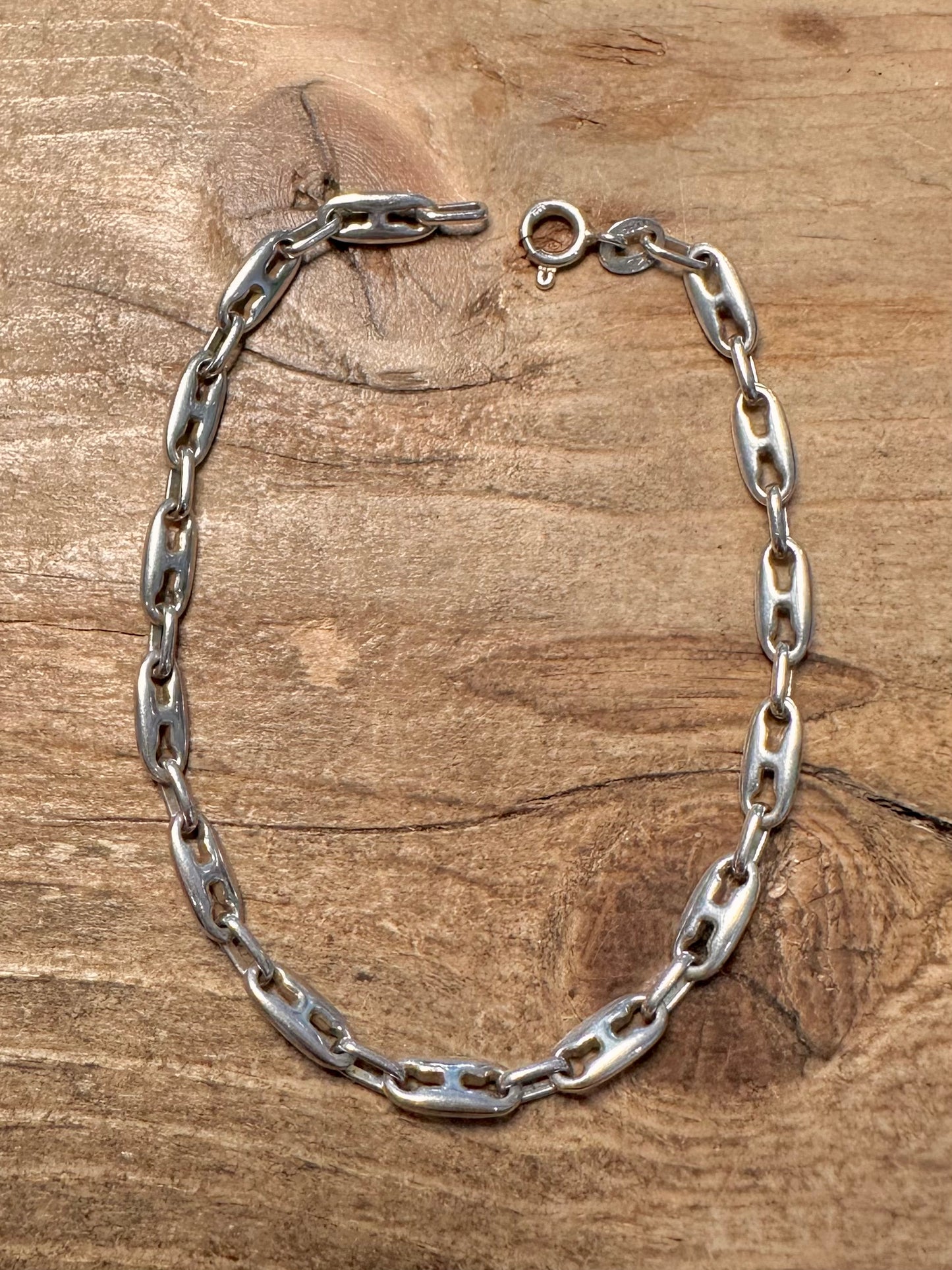 Vintage Anchor Link 925 Silver 7 inch Bracelet