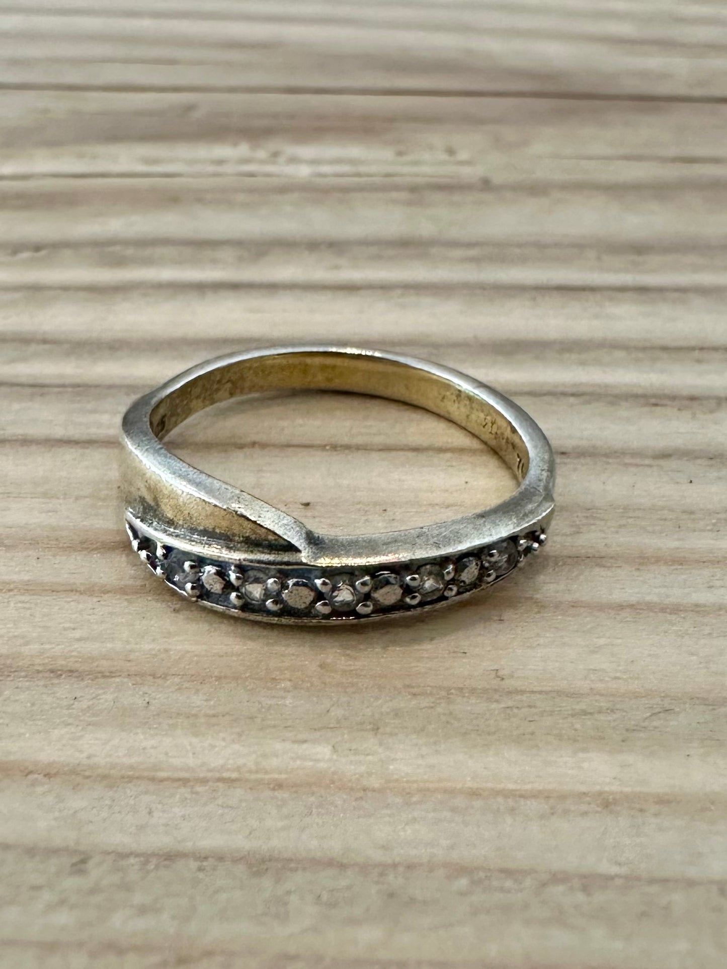 Vintage CZ Stone Gold on 925 Silver Size K Ring