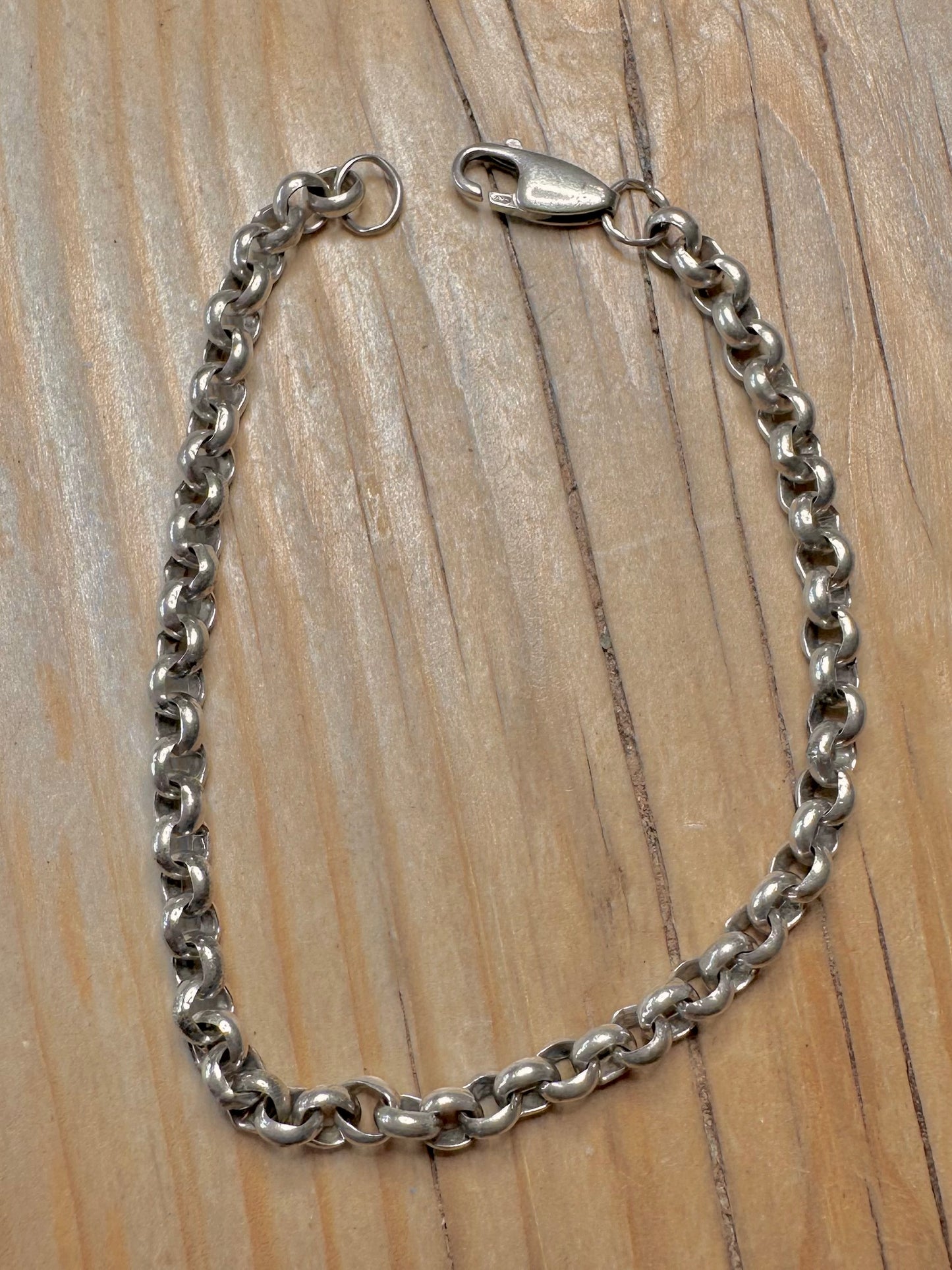 Vintage Belcher Chain 925 Silver 8.1 inch Bracelet