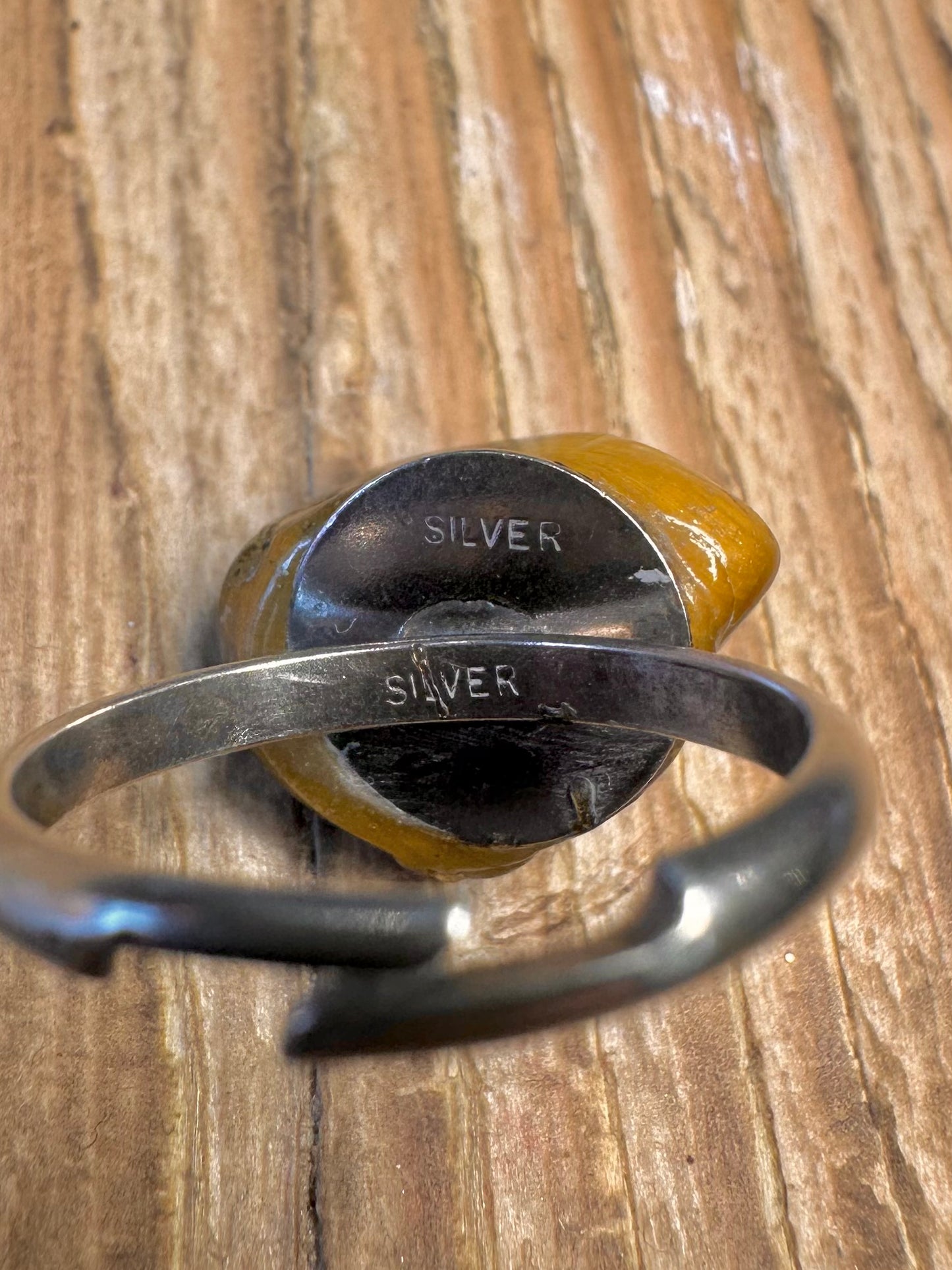 Vintage Tigers Eye Adjustable 925 Sterling Silver Size O1/2 Ring