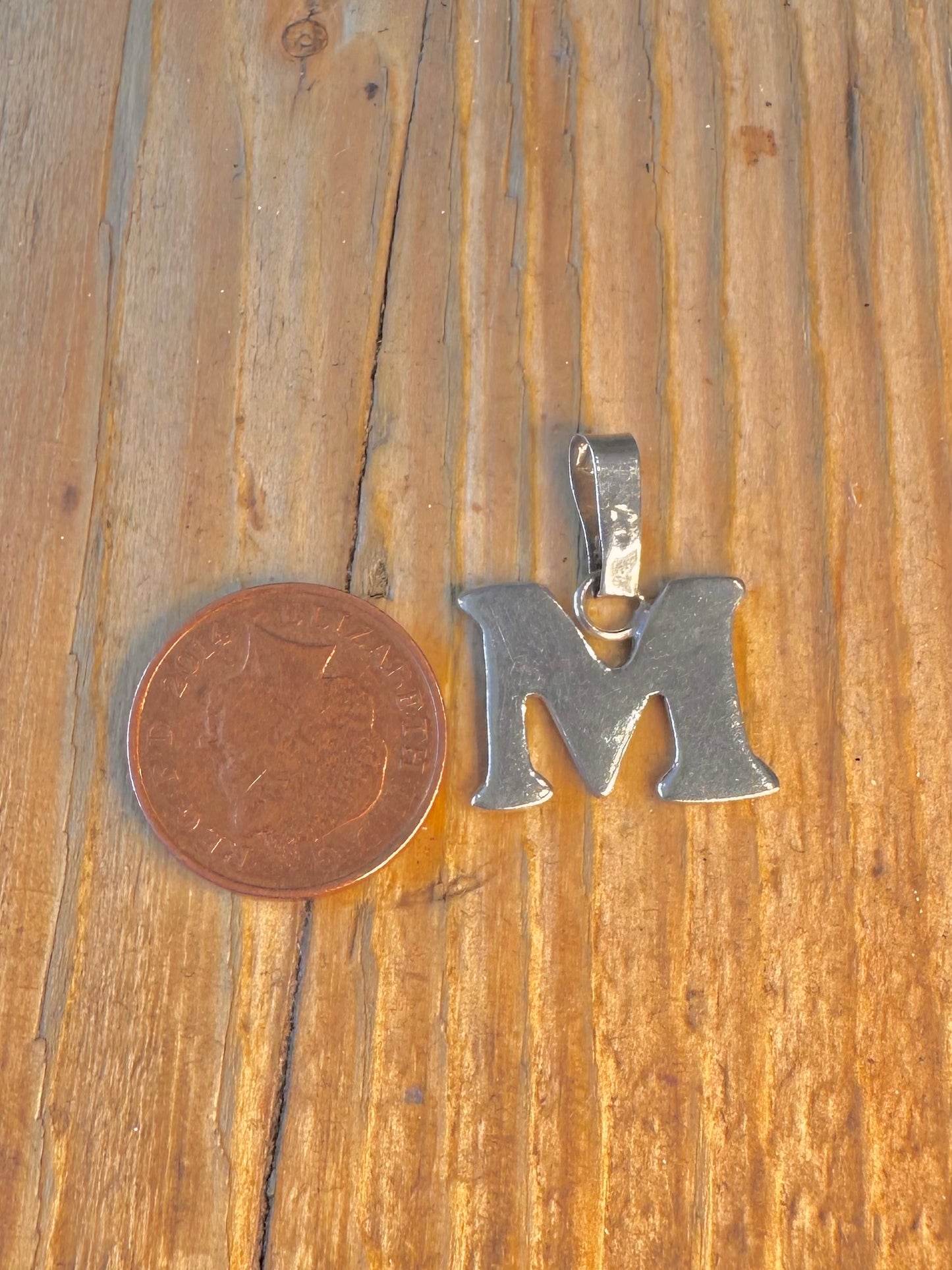 Block Style Letter M 925 Sterling Silver Pendant