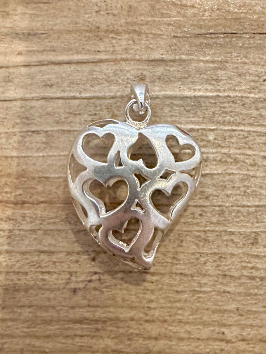 Vintage Heart of Hearts 925 Silver Pendant