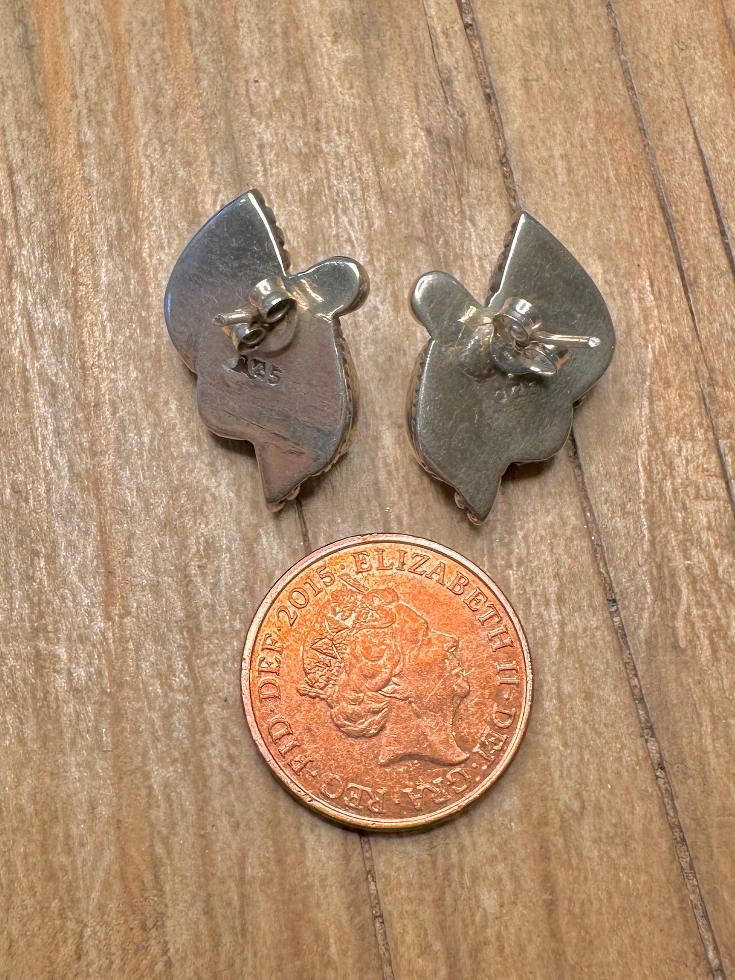 Vintage Lapis and Turquoise Boho Stud 925 Sterling Silver Earrings