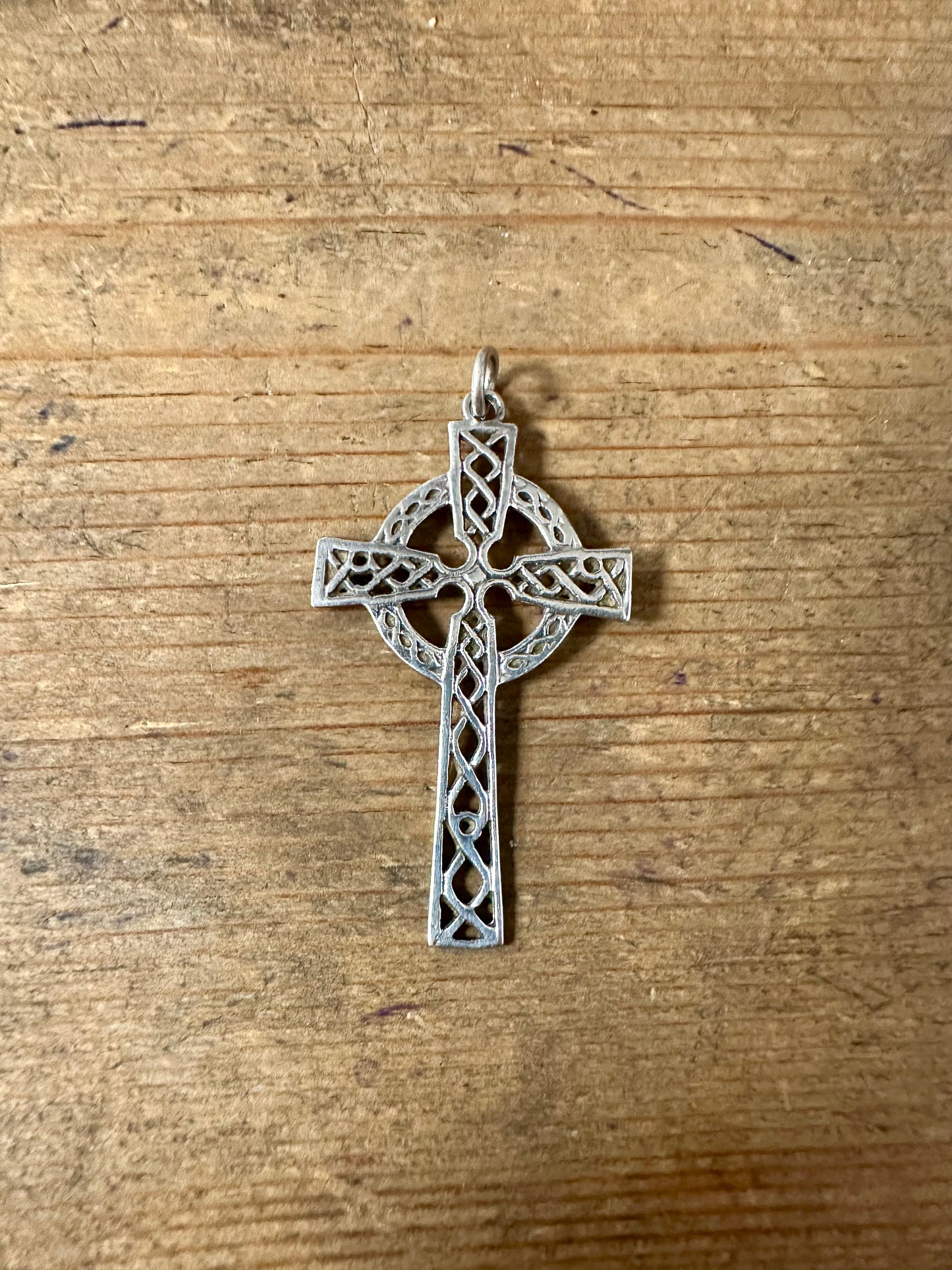 Vintage Large Celtic Cross 925 Silver Pendant