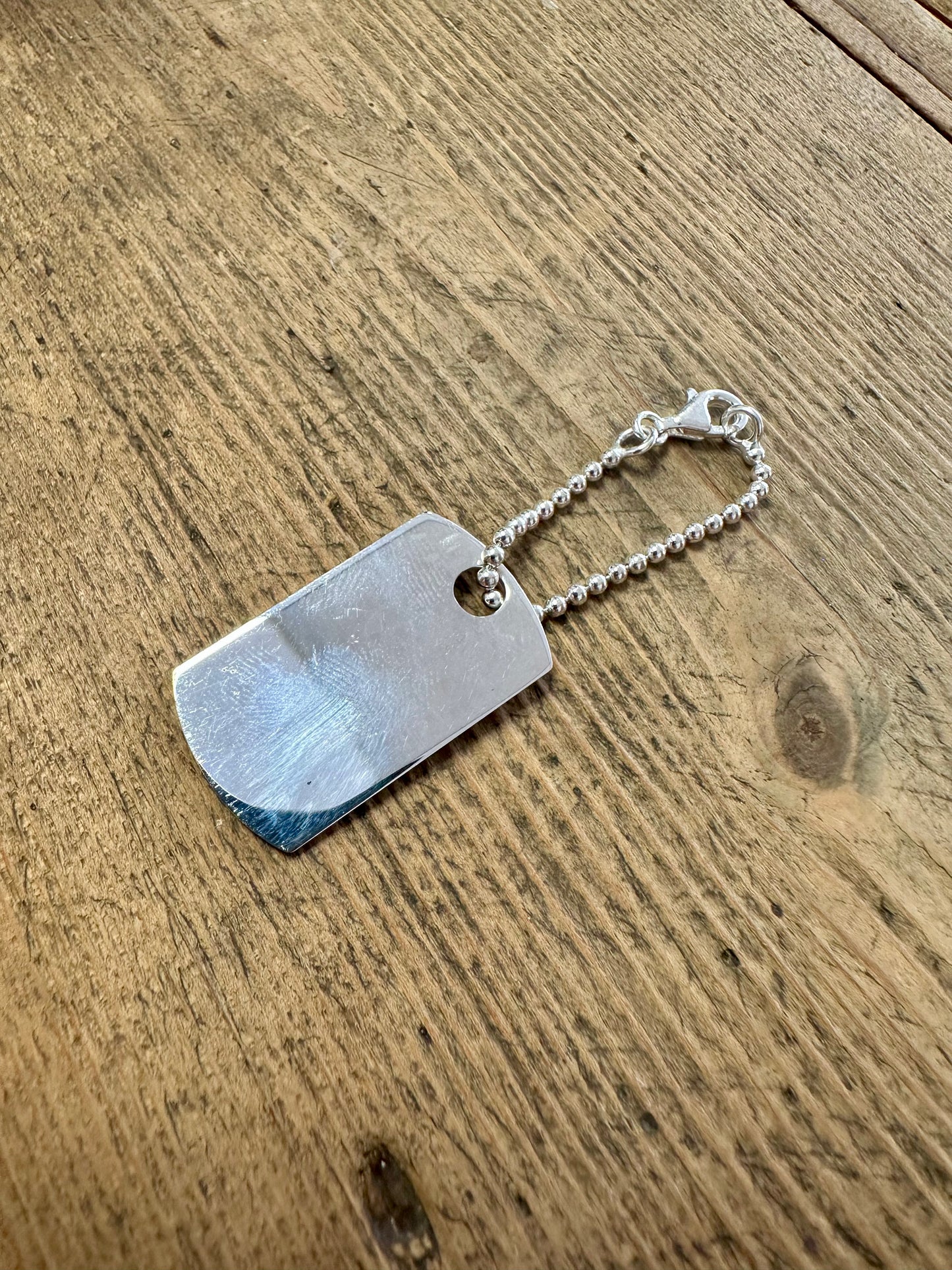 Modernist Dog Tag Italy 925 Silver Pendant