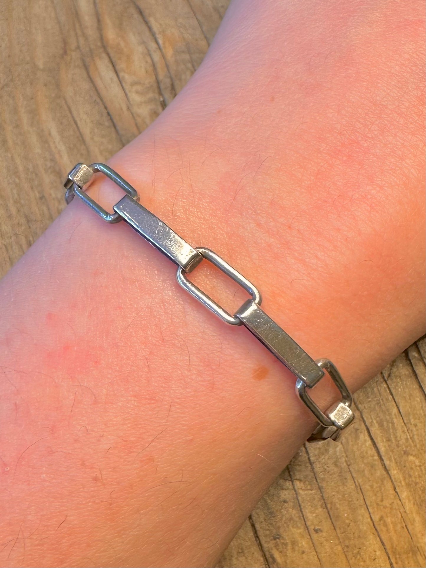 Abstrakte 1977 Balken-Glied-Hakenverschluss Mexiko 925 Sterlingsilber 19,8 cm Armband