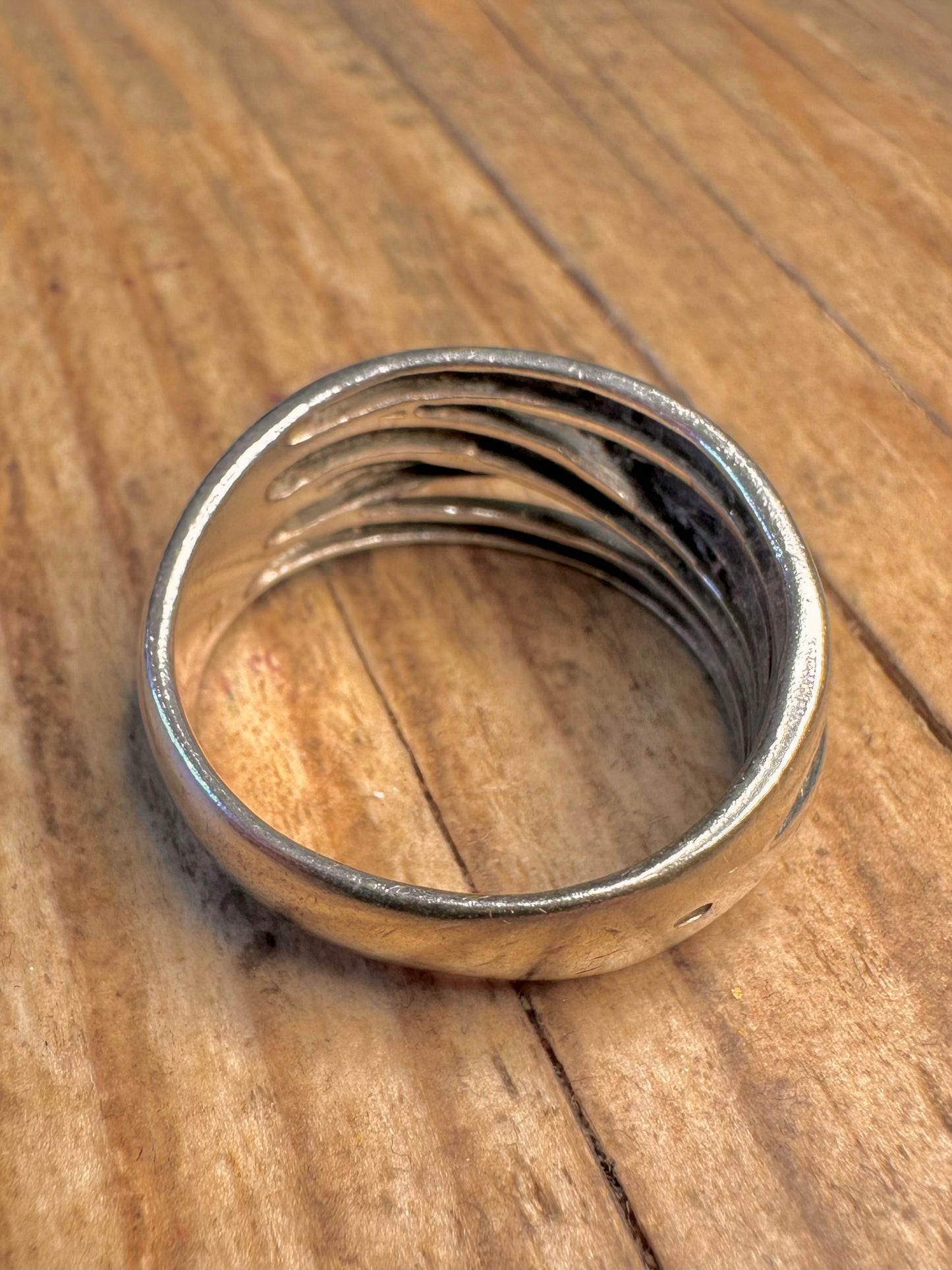 Abstract Layer Style 925 Sterling Silver Size W1/2 Ring