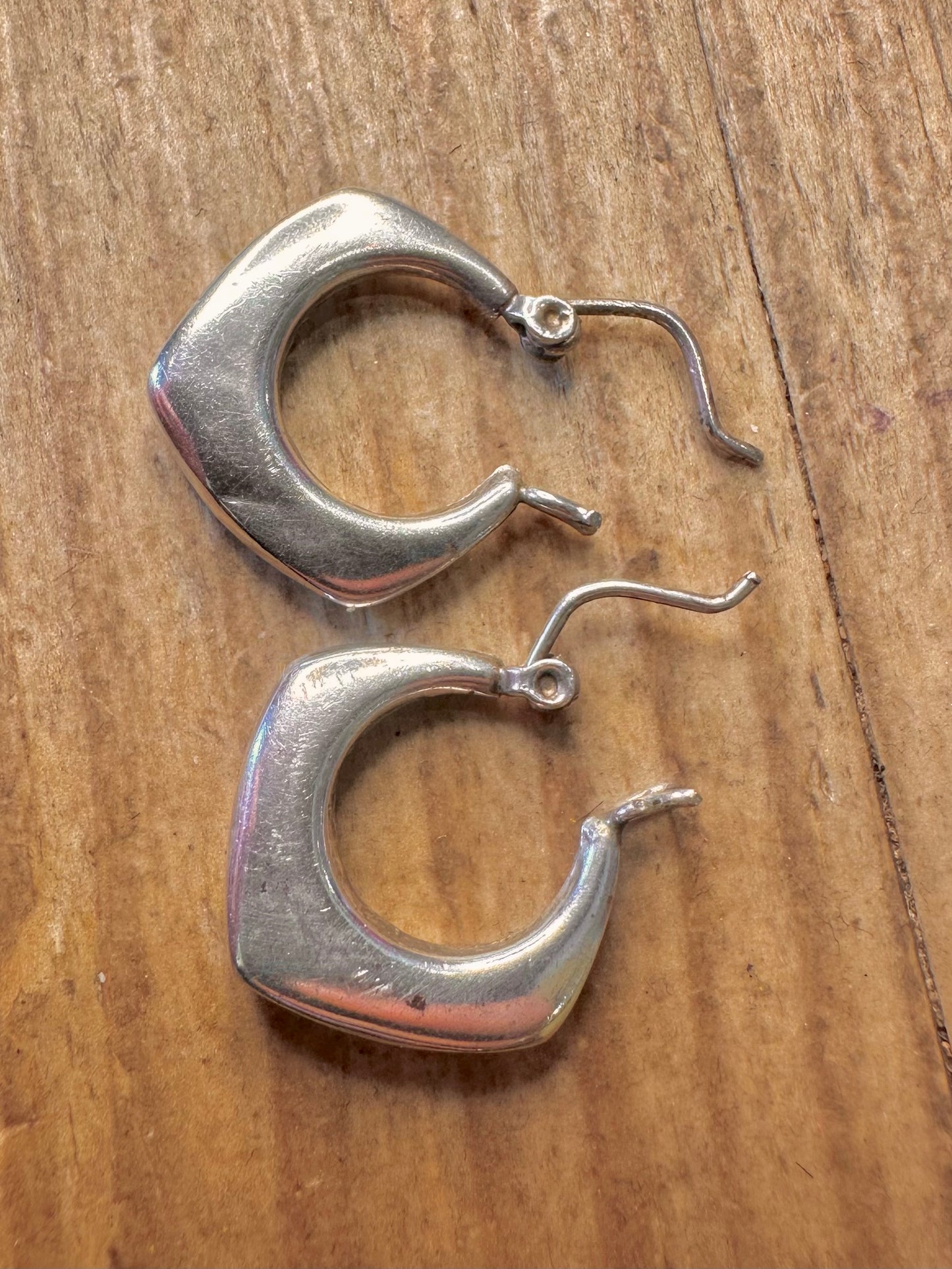 Abstrakte Sechseckige Creolen aus 925er Sterlingsilber