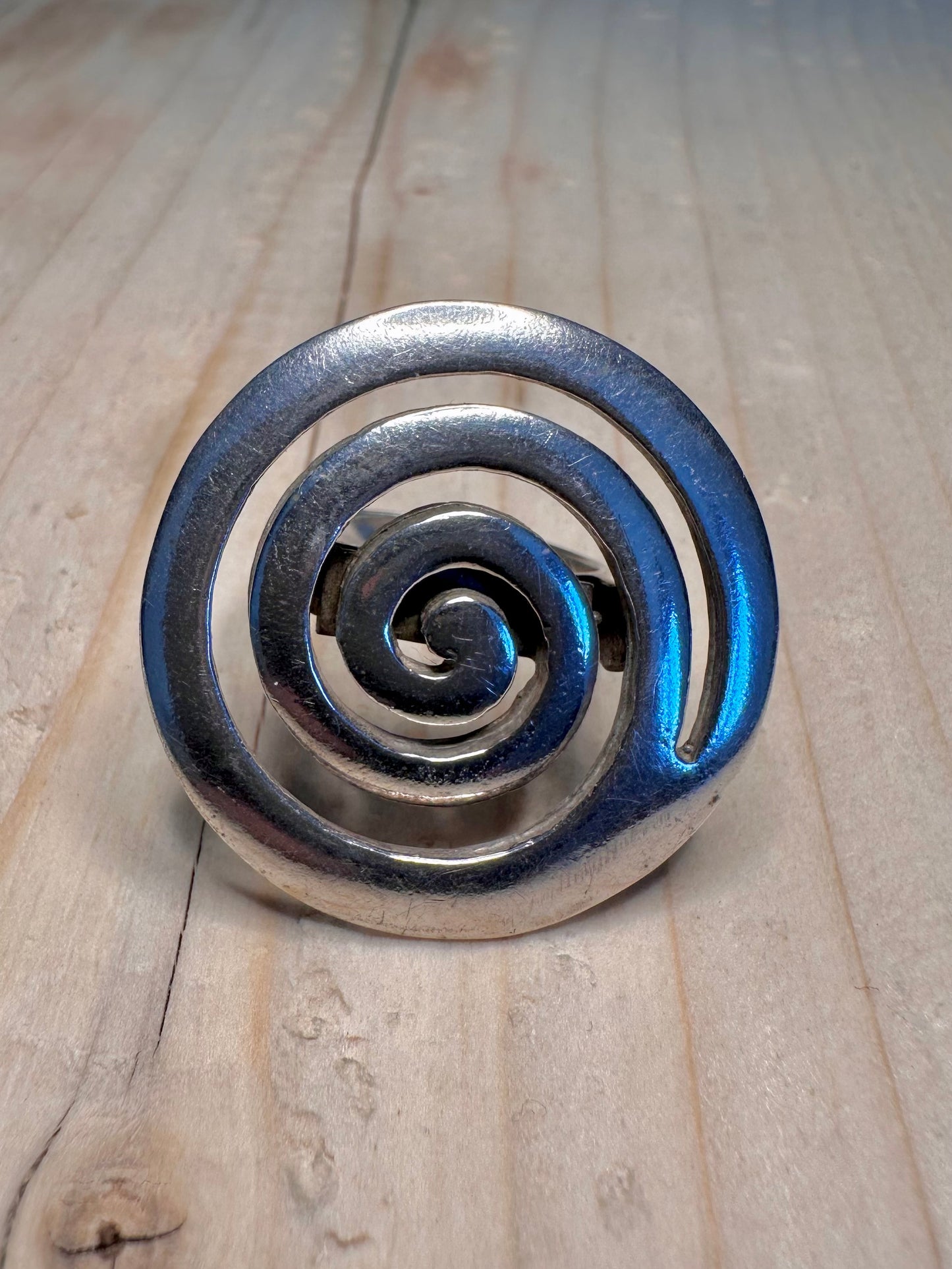 Large Spiral 925 Sterling Silver Size Q Ring