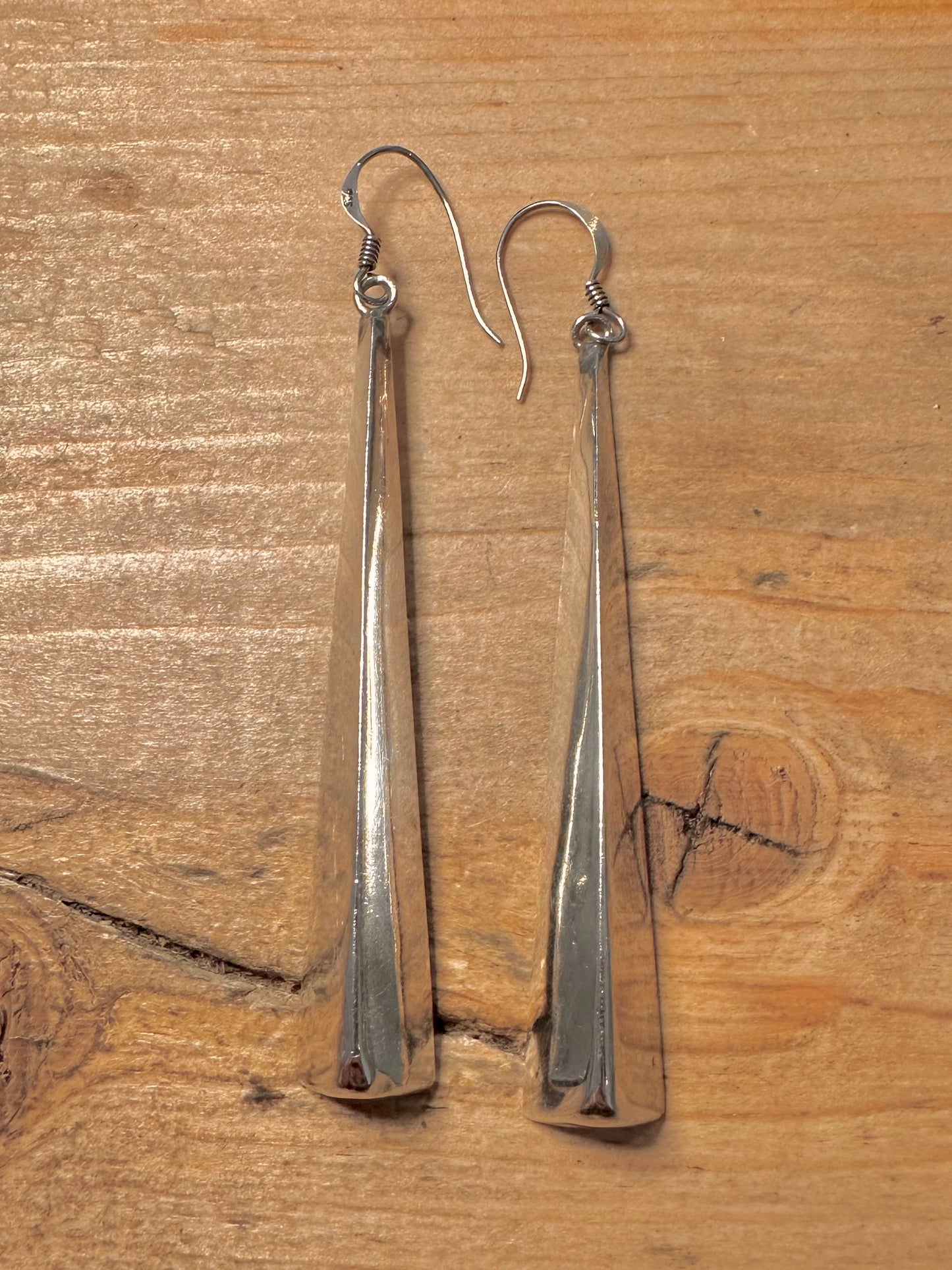 Abstract Contemporary Long Dangle 925 Silver Earrings