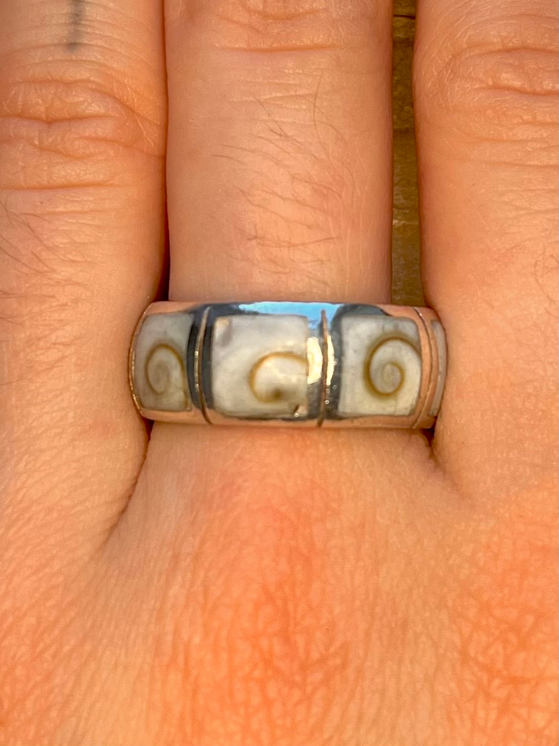 Shell Swirl Band 925 Sterling Silver Size P Ring