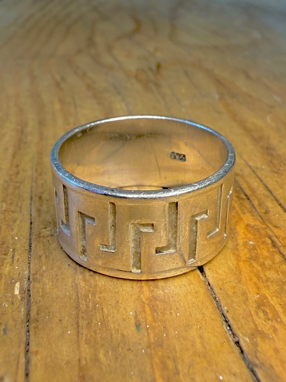 Thick 2004 Greek Key Band 925 Sterling Silver Size X1/2 Ring