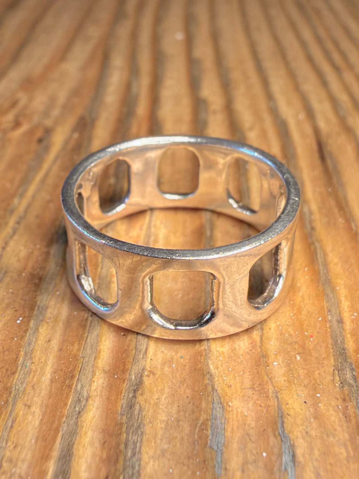 Oval Cut Out Band 925 Sterling Silver Size O1/2 Ring