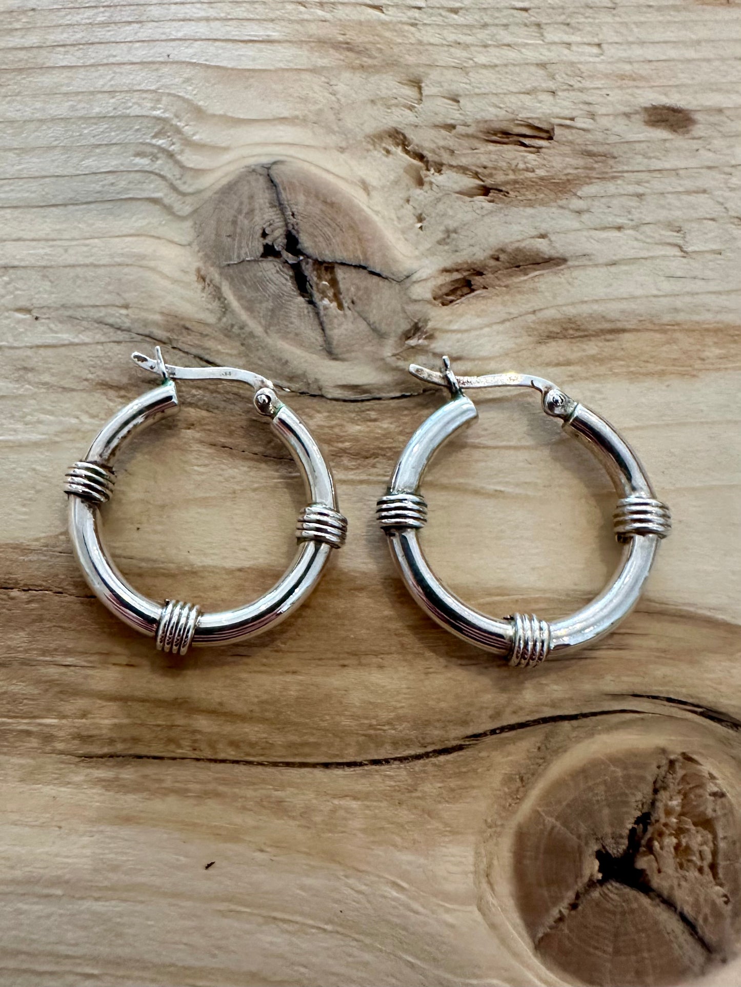 Abstract Chunky Hoops 925 Silver Earrings