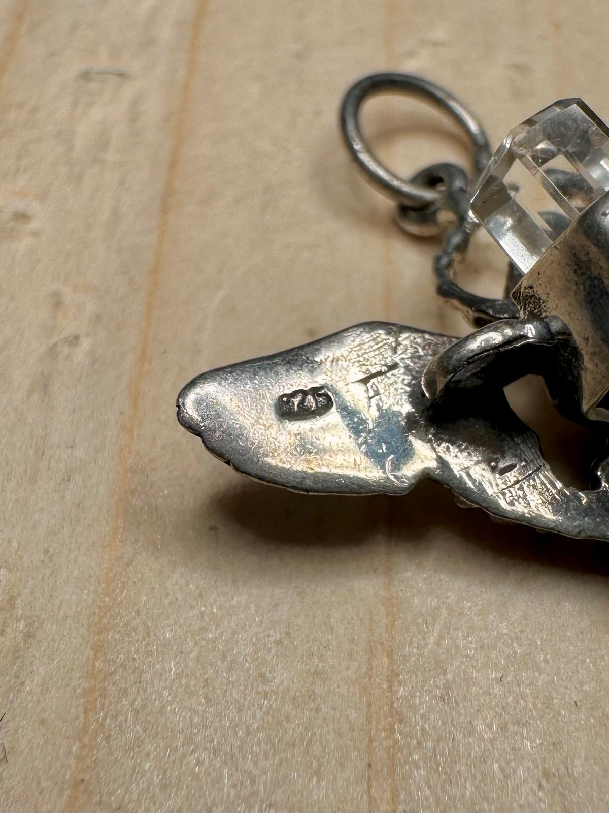 Winged Scarab Crystal 925 Sterling Silver Pendant