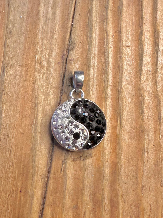 Ying and Yang CZ Stones 925 Sterling Silver Pendant