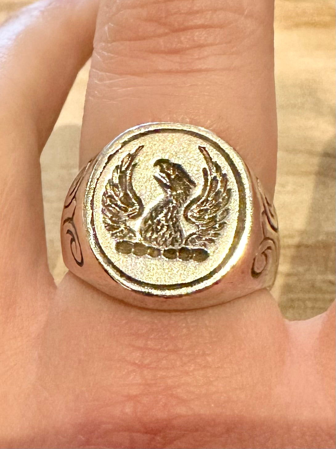 Vintage 1971 Chunky Eagle Signet 925 Silver Size S Ring