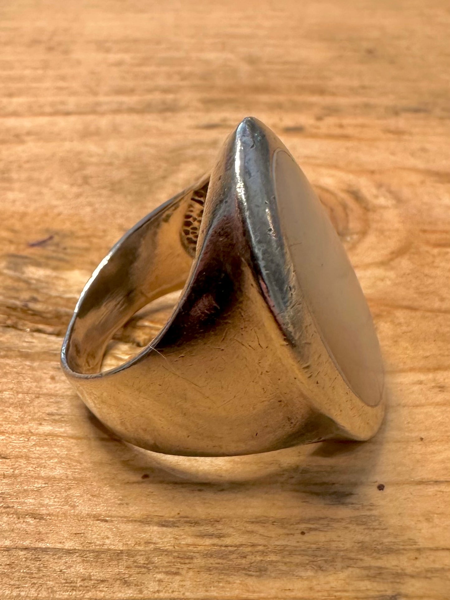 Modern Mother of Pearl 925 Silver Size R Ring