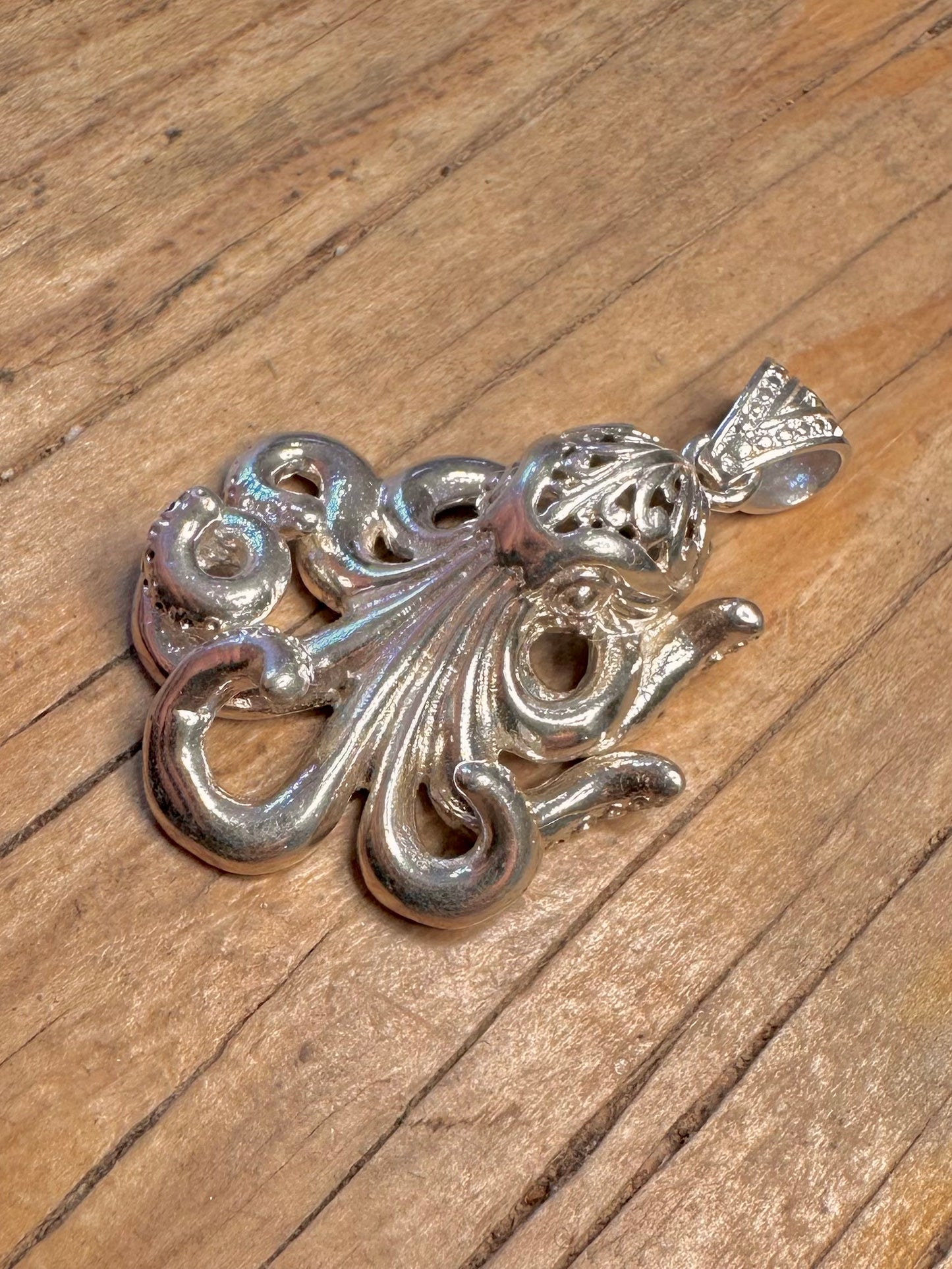 Modern Octopus 925 Sterling Silver Pendant
