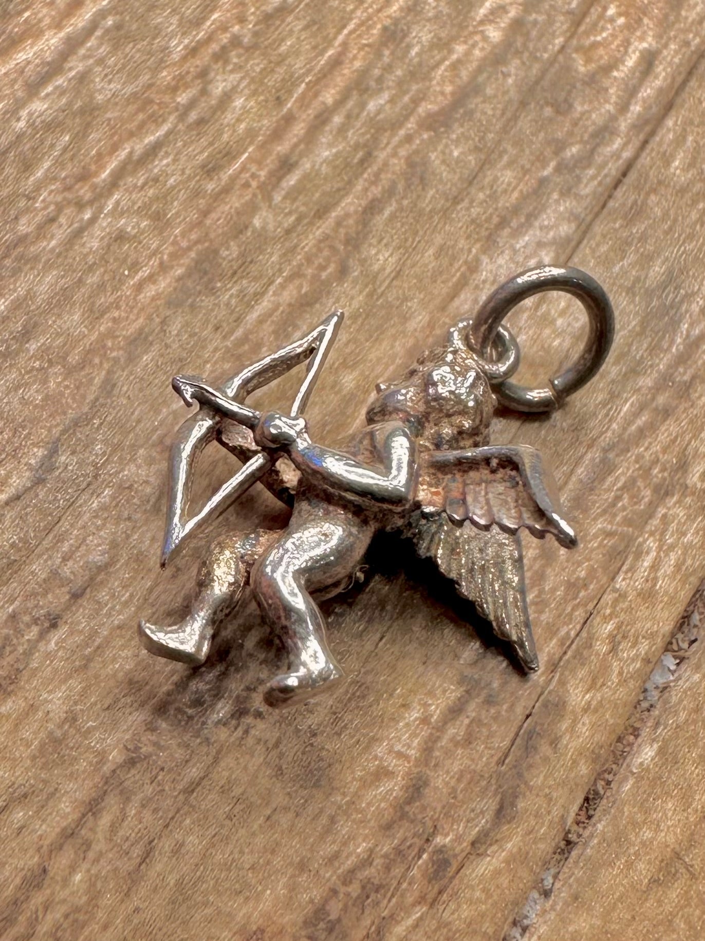 Vintage Amor mit Bogen 925 Sterling Silber Anhänger