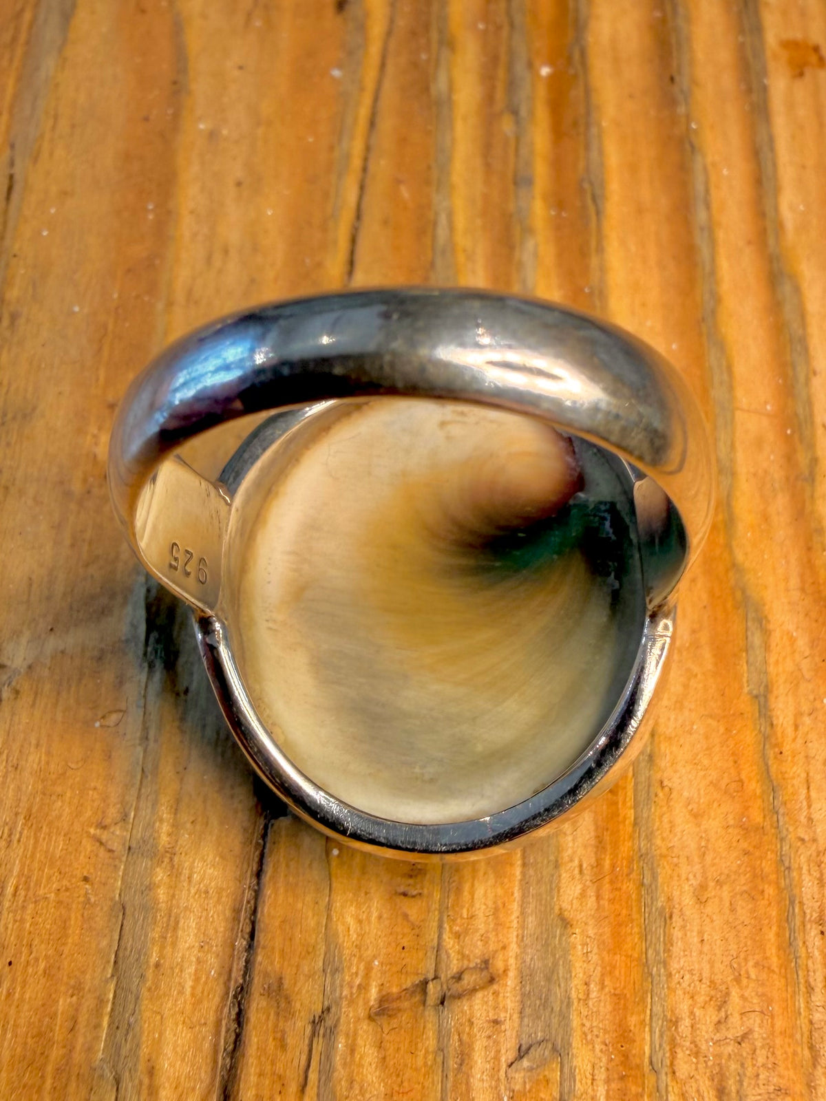 Shiva Eye Shell 925 Sterling Silver Size R Ring