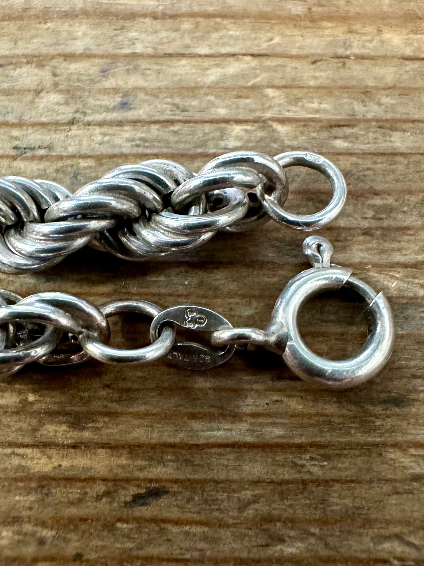 Vintage Thick Rope Chain 925 Silver Bracelet